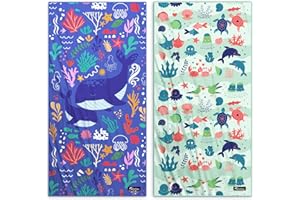 Diveblues 2 Stück Strandtuch Kinder, Mikrofaser Handtuch Schnell Trocknende, Leicht & Kompakt Badetuch Saugfähig, Kinderfreundlich und Sandfrei groß Saunatuch