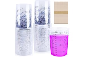 ENUTROF Mischbecher Lack 50STK 600ml Lackmischbecher Einweg Farbmischbecher mit Skala Mischbecher Epoxidharz Farbbecher mit Mischskala für Kunstprojekte Harz Farbe und Pigmente zum Mischen und Abmessen