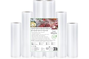 KitchenBoss Rouleau Sous Vide Alimentaire：6 Rouleaux Sac Sous Vide Alimentaire, 15x2|20x2|28x2|x300 cm Sachet Sous Vide Alimentaire sans BPA, Film Sous Vide Alimentaire pour Machine Sous Vide