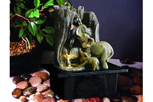 CREATIVE TOUCH FOUNTAIN EDITION Creative Touch Newborn Elephant Indoor Water Fountain with LED Light | Size 21 * 17.5 * 25 Cm | 3 Pin UK Plug Included |