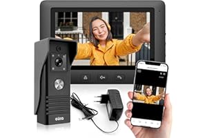 Eura VDP-45A3-TY Interphone vidéo Alpha+ TUYA WiFi, 4 Fils, Moniteur Couleur 7 Pouces, Noir