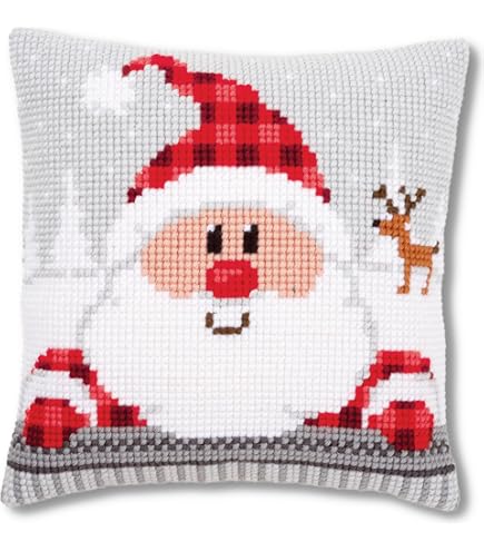 Vervaco Dorso Per Cuscino Punto Croce Blu 45x45 Cm Con Zip - Retro Per Ricamo, 100% Cotone, Fai Da Te - 2