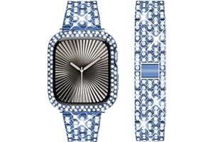 DEALELE Bands and Case Compatible with Apple Watch 49mm 46mm 42mm 45mm 41mm 44mm 40mm 38mm, Bling Diamond Metal Strap with Protective Case for iWatch Series 10/9 / 8/7 / 6/5 / 4/3 / SE/Ultra