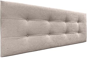 DHOME Cabecero, Cabezales de Cama Acolchado Capitoné 8cm de Grosor. Cabezal tapizado ACUALINE Tela y Polipiel. Cabeceros de Cama Matrimonio e Individual (Tela Beige, 135cm (Camas 120/135/140))