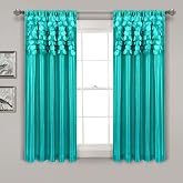 Lush Decor, 160 cm x 137 cm Turkuaz Daire R&uuml;ya Pencere Perdeleri Panel Seti Oturma, Yemek Odası, Yatak Odası (&Ccedil;ift)