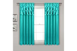Lush Decor Circle Dream Window Curtains Panel Set for Living, Dining Room, Bedroom (Pair), 54" W x 63" L, Turquoise