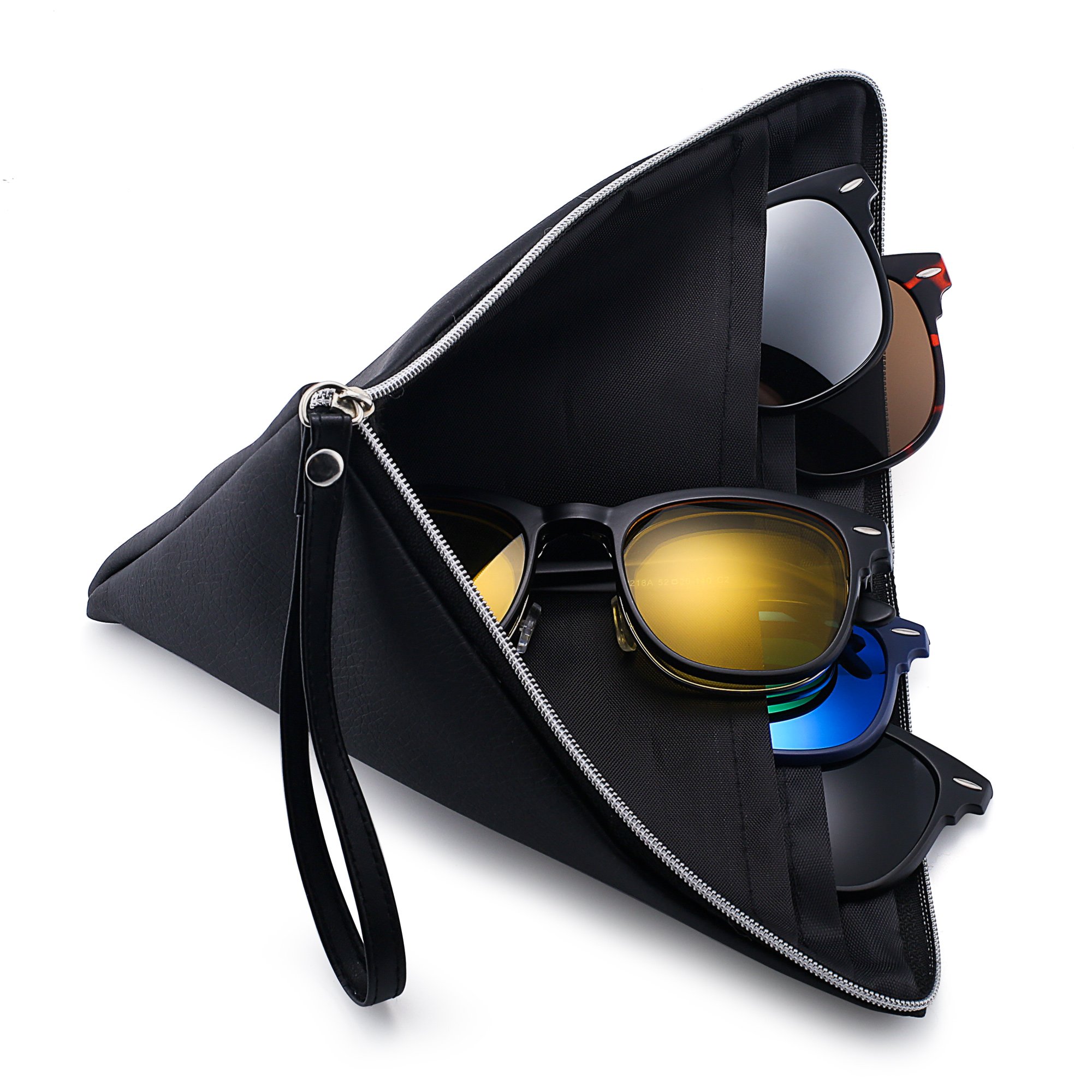 Magntico-5-Piezas-Polarizadas-Clip-en-Gafas-de-Sol-Marco-Plstico-Para-Conduccin-Nocturna