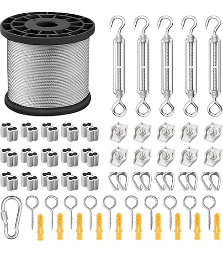 DIYLAND Draadkabel Set 35 M – 2 Mm RVS Met PVC-coating, Incl. Spanners, Klemmen En Hulzen, Voor Klimplanten, Lampen En Gordijnen