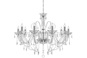 TRY-YEAN Lámparas de Araña de Transparente 10 Luces Lujo Lampara Cristal Colgante Lámparas Techo Lagrimas K9 Cristal Candelabro con Cadena Ajustable para Dormitorio, Salón, Comedor, Restaurante E14