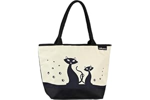 VON LILIENFELD Bolso Señoras Motivo Shopper Dimensiones cm 42 x 30 x 15 Bolso Playa Oficina Gatos Negros Gatito