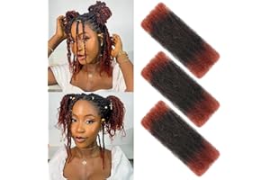 XIIMENALU Afro Kinky Curly Braiding Bulk Hair For Mini Twists Afro Kinkys Bulk Synthetic Hair Cuban Twist Soft Locs Micro Spring Twist For Dreadlocks Loc Repair (T350#, 350#, 35,56 cm) (lot de 3))