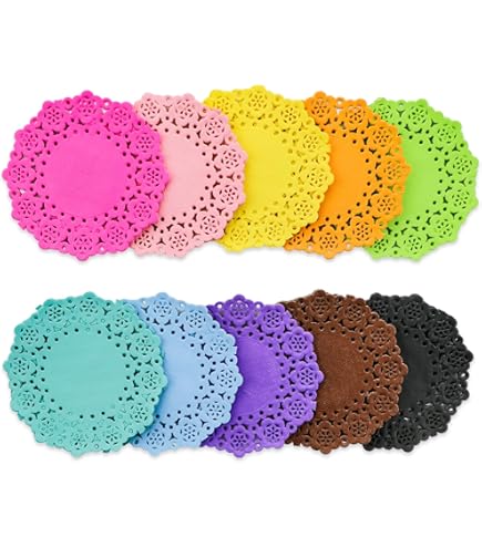 250 Pcs Colored Paper Doilies With Dots, 4.5 Inch Round Lace Paper