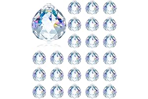 IXYDOR 24 Stück Kristalle zum Aufhängen, 20mm Kristallkugel, Kristall Prisma aus Glas, Sonnenfänger Kristall, Hängende Kristalle Prismen für Fenster, Kronleuchter Anhänger, Geschenk, Weihnachten, Clear