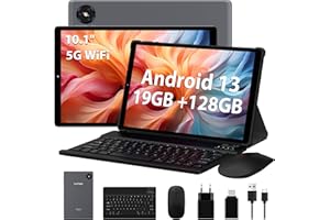 FASTWD 2024 Newest Tablet 10 Pulgadas Android 13 Tableta 5G WiFi Octa Cores,Tablet PC 19GB RAM+128GB ROM,FHD 1920 * 1200 incell,GPS,Google GMS,8000mAh,13+8MP,Face ID,Tablet con Teclado,Gris