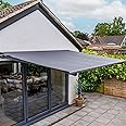 Jack Stonehouse 3 x 2.5m Retractable Electric Awning With LED Lights Remote Control for Window & Door UV Resistant Shower Proof Patio Garden Sunshade Canopy Shelter Beige, Awnings For Patios Dark Grey