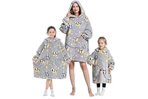 Adisputent Couverture à Manches Sweat à Capuche Surdimensionnée pour Femme Homme, Pull Plaids à Manches en Polaire,Couverture Canape TV Hiver avec Poches Portable,Taille Unique