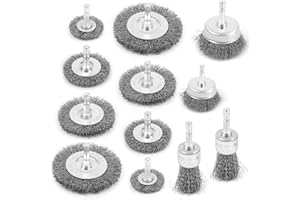 NVIYAM 12-teiliges Drahtbürste Bohrmaschine, 6mm Drahtbürste Akkuschrauber Set ,Stahlbürste Akkuschrauber zum Entfernen von Rost/Korrosion/Farbe, Metallbürste, Schleifaufsatz für bohrmaschine