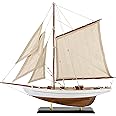 SAILINGSTORY Wooden Sailboat Decor Sailboat Model Boat Decor Ship Model Yacht Ivory Antique Finish