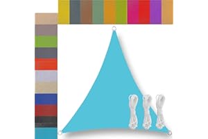 Ufamiluk sonnensegel 2x3x3m Dreieck Gleichschenklige Segeltuch wasserdicht sonnensegel nach maß Balkon Regenschutz 95% UV Schutz Windschutz Überdachung Plane für Garten Terrasse Outdoor Blauer See