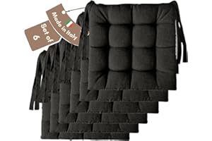 ‎IL TUO ARTIGIANO DESIGN Il Tuo Artigiano Design 6 Stuhlkissen im Set, 40 x 40 cm 6 cm dick, Polsterung aus Schaumstoff und weichem Acryl, Sitzkissen Stuhl 6er Set, Stuhlkissen Outdoor 40x40 (6, Anthrazit)
