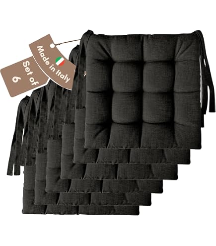 Lot De 6 Coussins De Chaise En Lin Naturel - Antidérapants, Épais, Pour Salle à Manger Ou Jardin