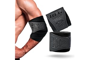 REPTON FITNESS GEARS RFG Elbow Wraps for Weightlifting, 40” Adjustable Gym Strap, Premium Cotton, Elastic Blend & Anti Sweat Material - Elbow Brace for Powerlifting, Deadlifts, Pair (Jet Black, 40 inches)