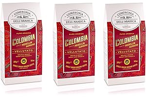 CAFFÈ CORSINI 1950 Caffè Corsini Compagnia dell'Arabica Caffè Colombia 100% Arabica Caffè Torrefatto e Macinato Cremoso e Speziato Monorigine Colombia - Pacco da 3 x 250 g