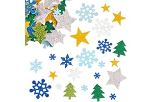 COLOFALLA 150pcs Pegatinas Espuma Navidad con Purpurina - Stickers Árbol, Copos de Nieve, Estrella para Niños Decoración, Álbumes de Recorte Scrapbooking