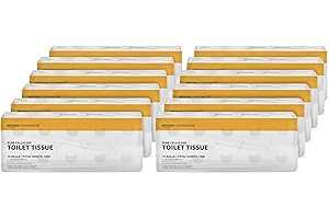 AMAZONCOMMERCIAL Amazon Commercial Rouleau de Papier Toilette Cellulose Double Épaisseur 120 Rouleaux (12 Paquets de 10) 180 Feuilles par Rouleau Taille d’une Feuille 9,5 x 11cm Compatible avec les Distributeurs T4/T6