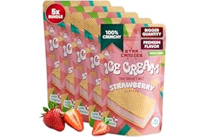 Star Candies Strawberry Freeze Dried Ice Cream Sandwich | No Melting Freeze Dried Sweets | Crunchy & Delicious Camping Food | Premium Astronaut Ice Cream Sandwich | Space and Astronaut Snack | 5 count