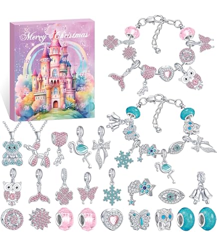 Edmirfun Calendario Avvento bambina 2025,natale calendario dell'avvento,Gioielli Fai da Te Artigianato,calendario dell avvento gioielli donna,calendario avvento bracciali,Ragazze 5 6 7 8 9 10 11 Anni