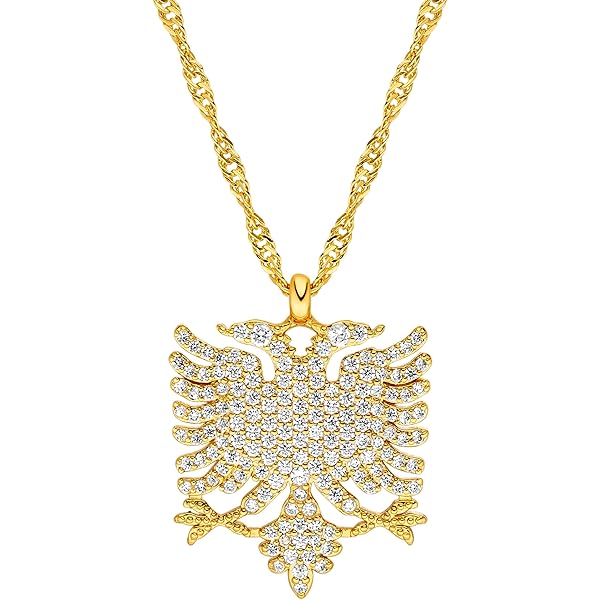 Luunay Albanische Adler Halskette Edelstahl Schmuck Pullover