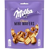 Milka Mini Wafers Milk Chocolate Covered Wafer, Pack 8 x 110g | Milka wafer biscuits with creamy filling and milk chocolate,