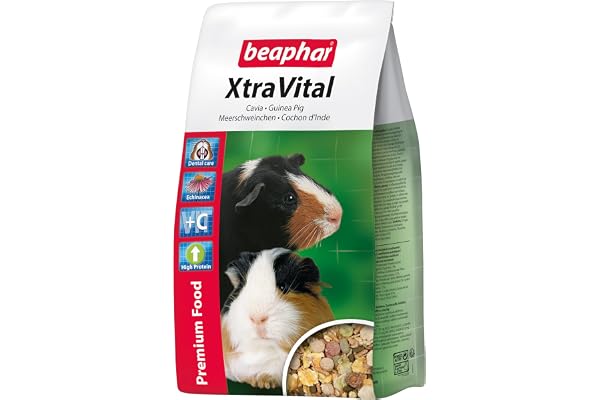 BEAPHAR – XTRAVITAL – Alimentation pour Cochon d'Inde appétente et équilibrée – Contient des graines, nutriments végétaux et proteines animales – Riche en vitamines et en Fibres – 1kg