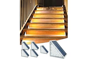 Asteria Solar Stair Light 6 Pack, Solar Step Lights Outdoor IP67 Waterproof, 13 LED Beads for Increased Brightness, Outdoor Stair Lights for Decorative Use on Stairs, Deck, Front Porch (Warm White)