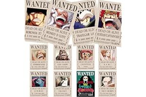FISH DRAGATE Lot de 12 posters Anime One Piece 7,8 x 11,2 pouces New Bounty Wanted Edition Chapeau de paille Pirates Nika Ruffy Gear 5, Zoro Sanji Fifth Gear Ruffy, Kidd, Law, kits de collage mural