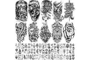 SOOVSY 70 Fogli Tatuaggi Temporanei,Tatuaggi Finti a Metà Braccio per Uomo con Aquila Serpente, Impermeabili Donna con Fiore Farfalla Teschio Ala Ancora, Tatuaggio Braccio Adulti