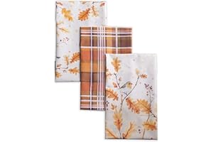 ‎MAISON D' HERMINE Maison d' Hermine Oak Leaves 100% Baumwolle Set von 3 Multi-Purpose Küchenhandtuch | Bar Handtücher | Thanksgiving/Weihnachten (50cm X 70cm)