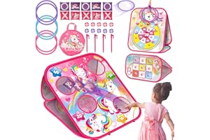 DIOJU Bean Bag Toss Game Outdoor Toys for Kids, Double-Sided Foldable Cornhole Board Backyard Beach Yard Outdoor Toys for Toddler, Outside Lawn Party Activities Toy Gift for Boys Girls Age 3 4 5 6 7 8 9 10