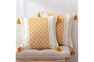hi-home Zestaw 2 poszewek na poduszki w stylu boho, dekoracyjna poszewka na poduszkę 45 x 45 cm, poszewka na poduszkę z frędzlami, do użytku na zewnątrz, styl boho, do sypialni, salonu, nowoczesna