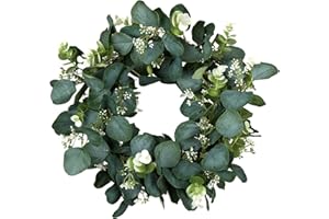 ‎BRIFUL 16" Eukalyptus Künstlicher Kranz Grünkranz Kunstpflanze Dekorative Künstliche Hängende Türkranz Wandkranz Schöne Deko für Tür Wand Fenster Dekoration