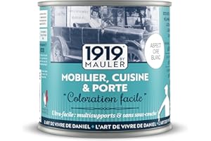 1919 by MAULER - Peinture « Coloration Facile » - Aspect Cire Blanc - Pour meuble, cuisine, salle de bain - 1L - Coloration Facile surface peinte, bois, métal, PVC, carrelage mural, verre.