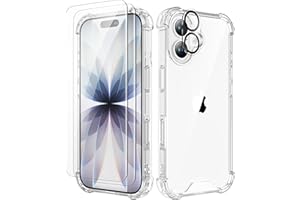 ORETECH para Funda iPhone 17, con [2X Protector de Pantalla][1X Cámara Protector de Pantalla] Antigolpes Antichoque Anti-Arañazos Transparente Carcasa para iPhone 17 Case, Clara