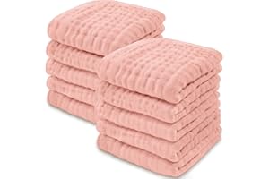 COMFY CUBS Baby Washcloths, Muslin Cotton Baby Towels, Large 10”x10” Wash Cloths Soft on Sensitive Skin, Absorbent for Boys & Girls, Newborn Baby & Toddlers Essentials Shower Registry Gift (Lace, Pack of 10)
