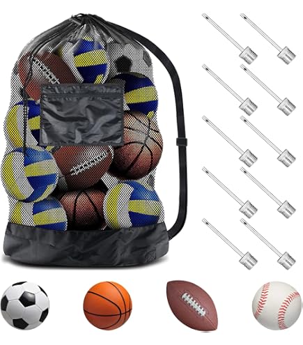 Rete Per Palloni Sportivi – Zaino Per Pallone Da Calcio, Basket, Multiuso, Con Aghi E Tracolla Regolabile