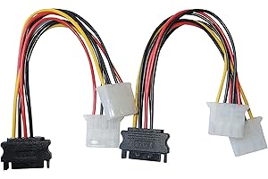 DeLOCK Lot de 2 câbles d'alimentation SATA 15 broches vers 2 prises Molex 4 broches mâle/femelle 0,20 m