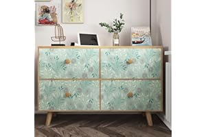 Yullpaper Papier Peint Adhesif Vert Rouleau Adhesif Decoratif Motif Fleurs et Feuillage Papier Adhesif pour Meuble Papier Peint Autocollant Floral Vintage Revetement Adhesif Meuble Vert 44,5 x 300 CM