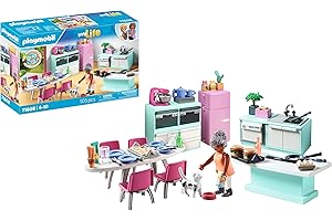 Playmobil 71608 Cuisine avec ilôt Central - MyLife - Comprend Un Personnage Ainsi qu'une Cuisine entièrement équipée - Dès 4 Ans