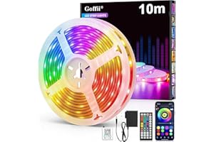 GÉNÉRIQUE Ruban LED 10m, Bande LED RGB, Led Chambre Contrôlé par APP Bluetooth ou Télécommande 44 Touches, Synchroniser avec Rythme de Musique, Bandeau Led Pour Decoration Chambre Gaming TV, Interieur, Voiture