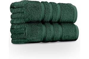 GC GAVENO CAVAILIA Zero Twist Bath Towel Set of 2, 550 GSM Bath Towels, Egyptian Cotton Towel Bale, Quick Dry Hotel Quality 2Pk Bath Towels Large For Bathroom, Spa & Guest Gym Towels Set, Dark Green